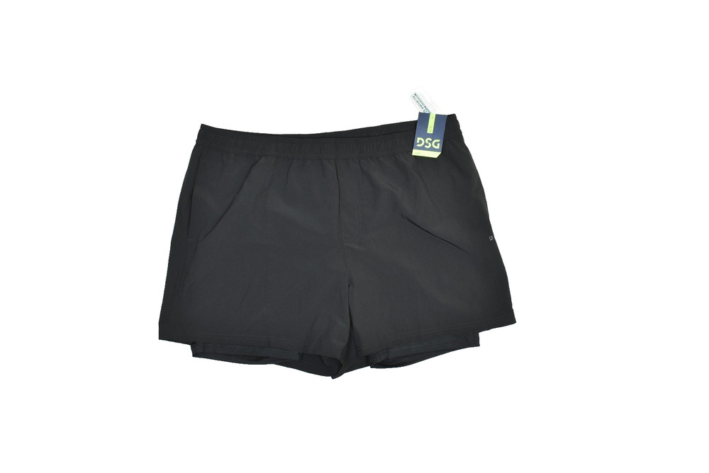 NEW DSG Men's Agility 2-in-1 Athletic Fit Shorts Black Lined Pockets Size XXL